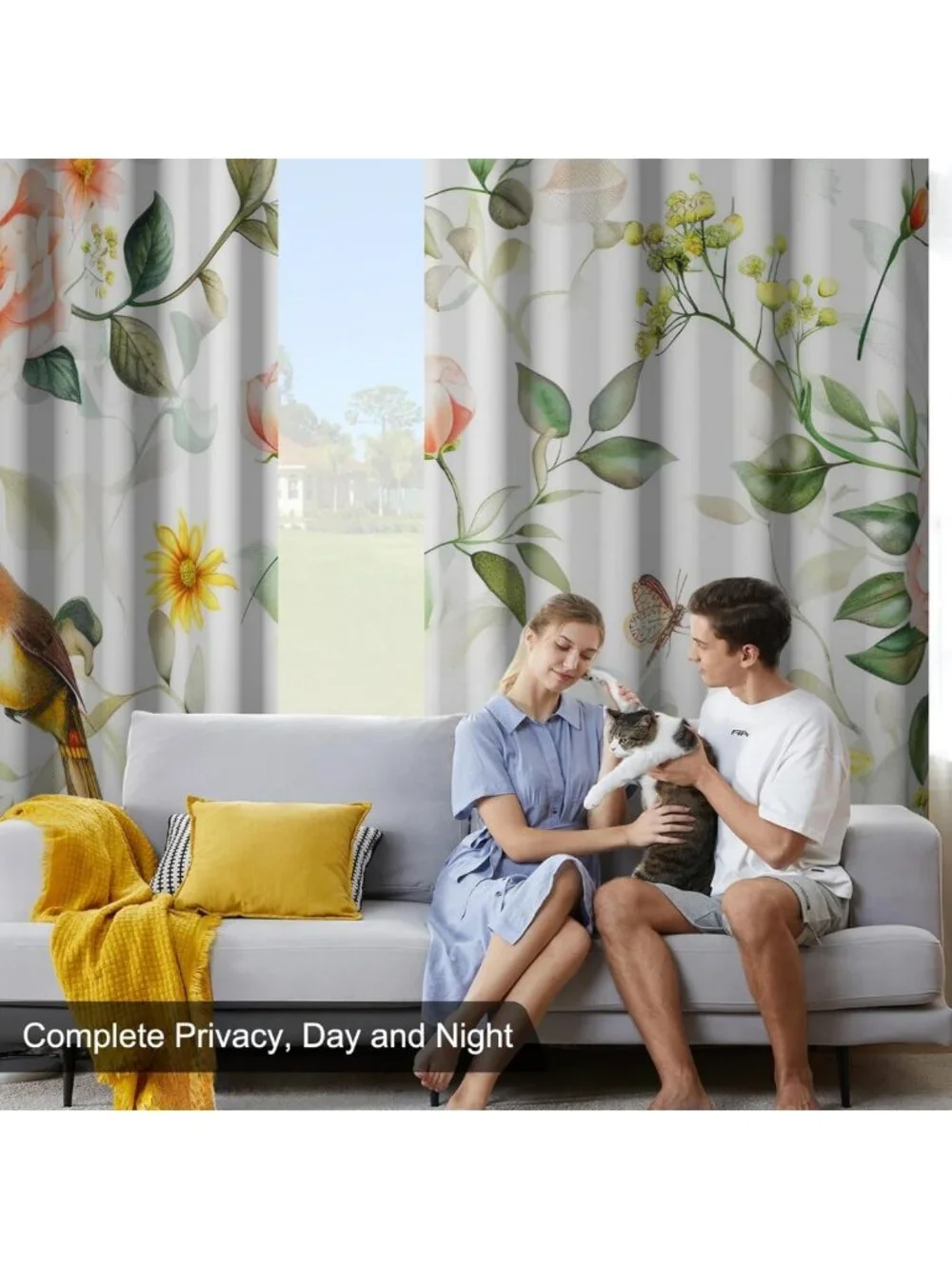 Floral Birds Blackout Curtains 84